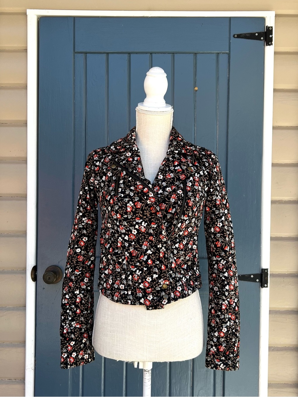 Hei Hei by Anthropologie Tinsley Floral Cropped Moto Jacket Women’s Size 0